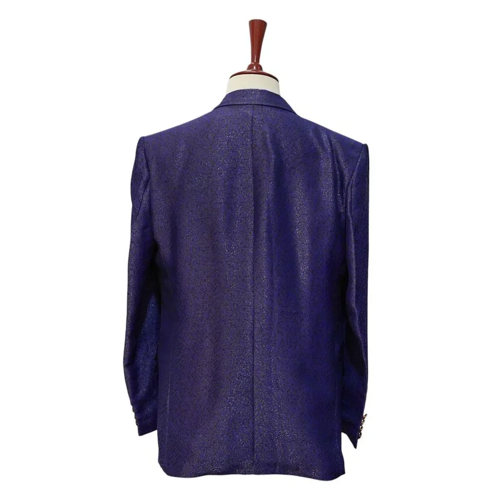 Mens 42R Purple Jacquard Blazer Hand Embroidered Jeweled Tuxedo Suit Jacket